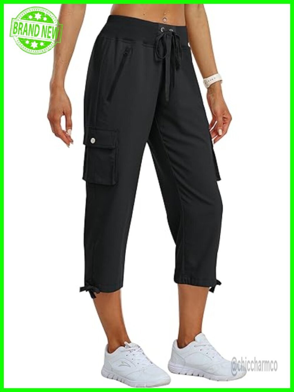 Women's Cargo Capris Pants Loose Fit Lightweight Quick Dry Hiking Travel Summer